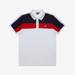 Fila White Line Functional Double Color - Naisten Poolopaita - Valkoinen | FI-79327